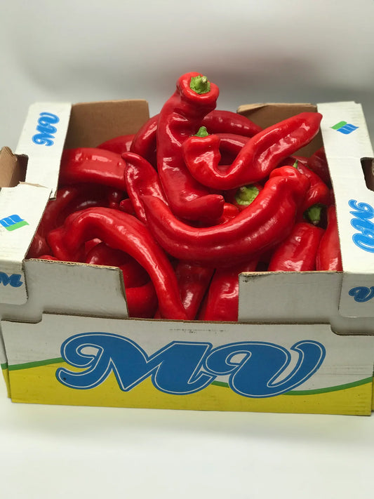 Red long cap sweet peppers